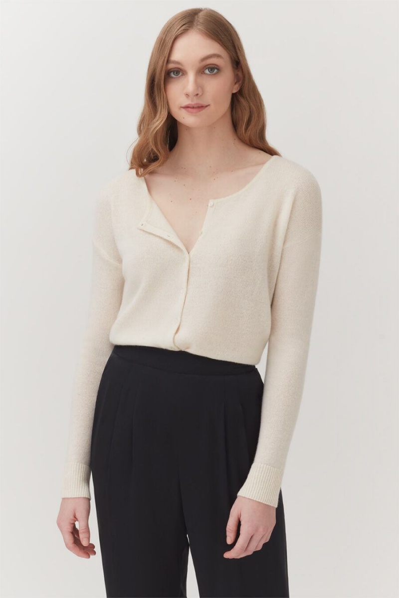 Cuyana Single-Origin Cashmere Women's Cardigan White | UIS745QB