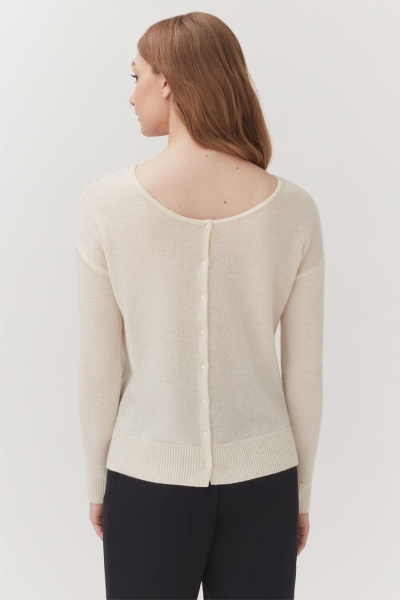 Cuyana Single-Origin Cashmere Women's Cardigan White | UIS745QB