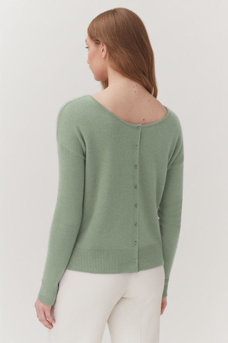 Cuyana Single-Origin Cashmere Women's Cardigan Green | JZD1351KW