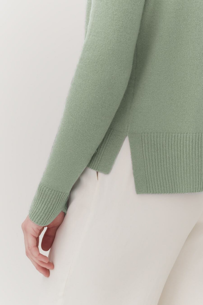 Cuyana Single-Origin Cashmere Women's Cardigan Green | JZD1351KW