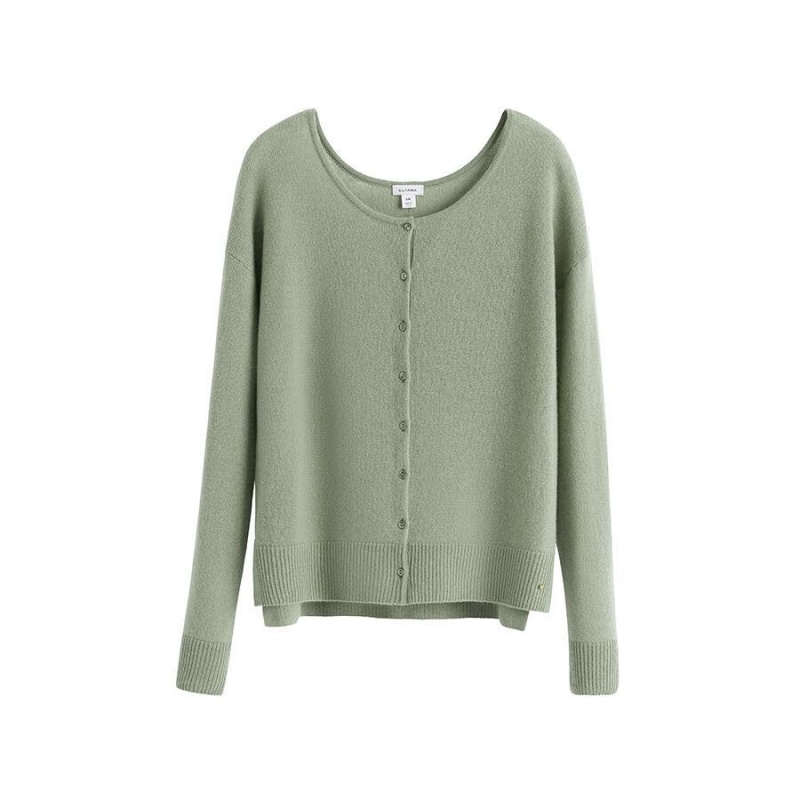 Cuyana Single-Origin Cashmere Women\'s Cardigan Green | JZD1351KW