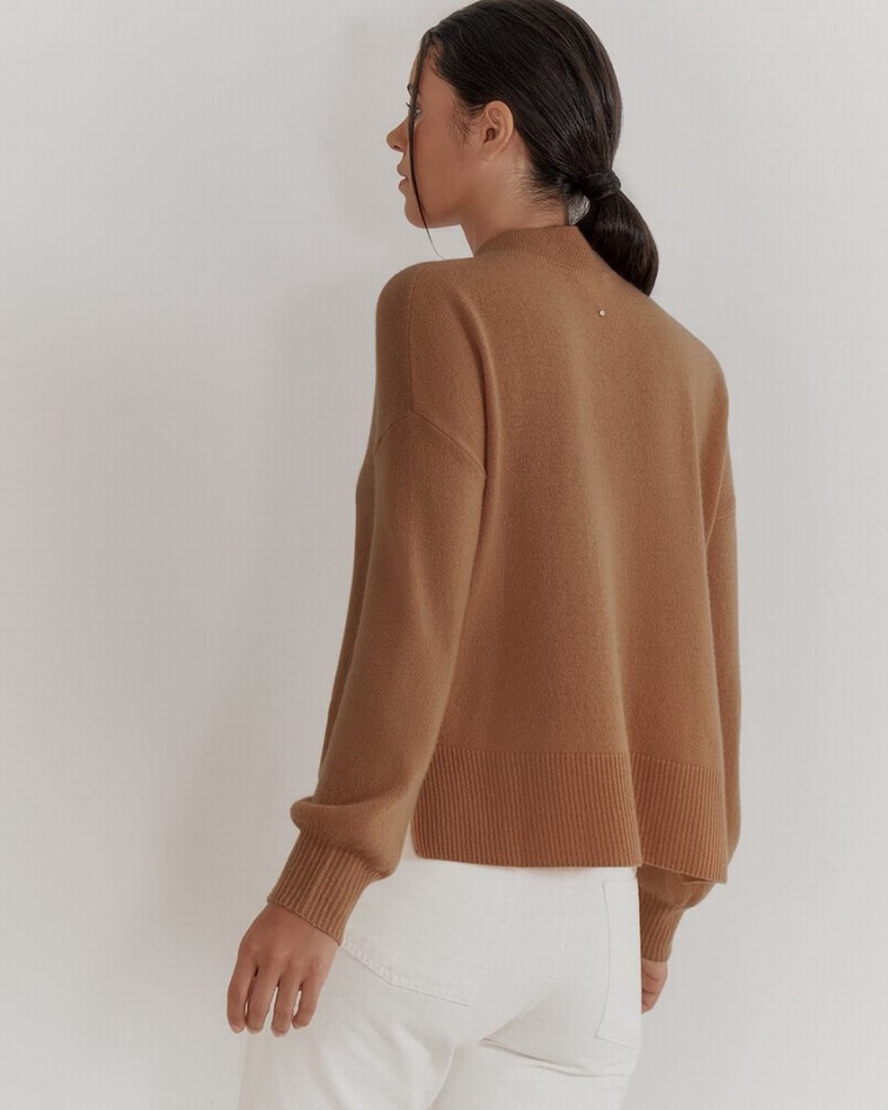 Cuyana Single Origin Cashmere Cropped Women's Sweaters Brown | RJR5549MX