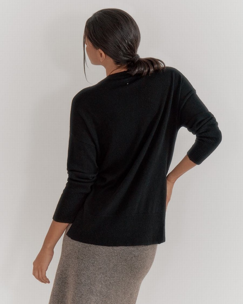 Cuyana Single Origin Cashmere Wrap Women's Sweaters Black | WBV413CI