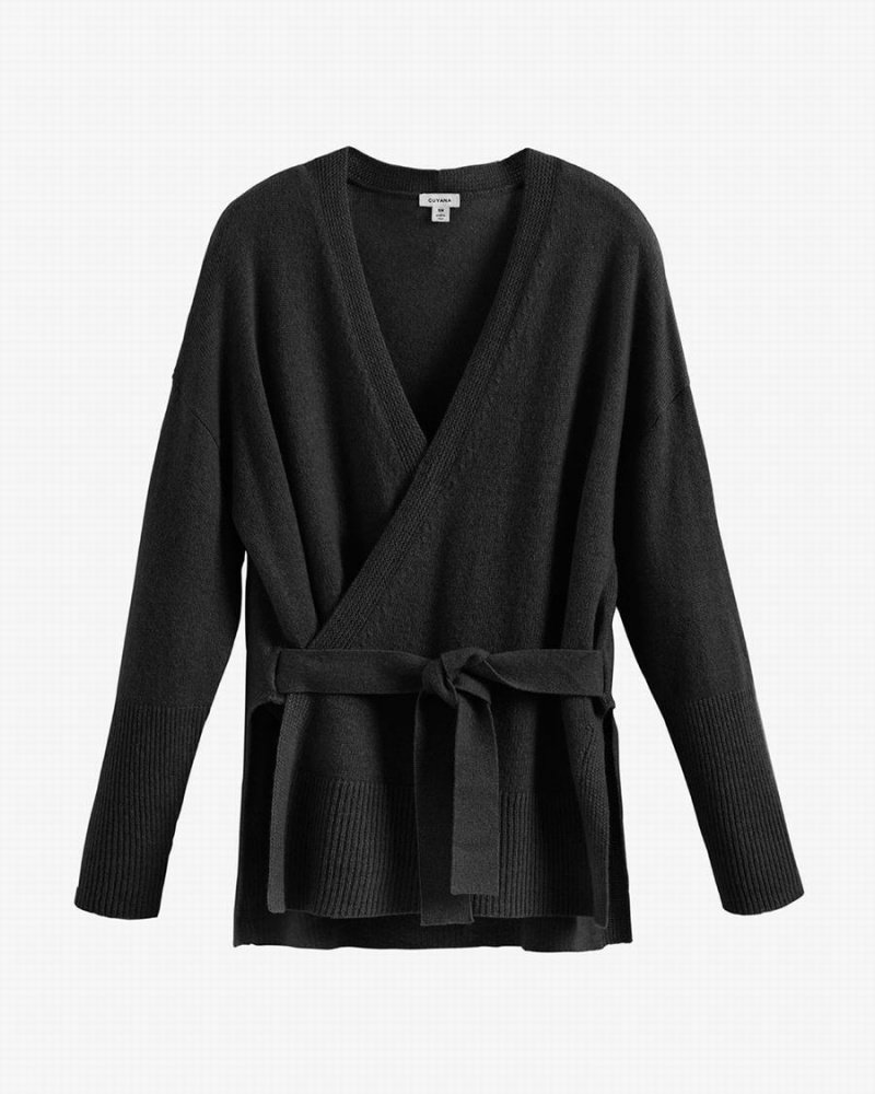 Cuyana Single Origin Cashmere Wrap Women\'s Sweaters Black | WBV413CI