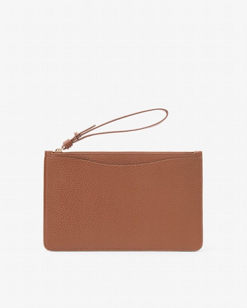 Cuyana Slim Wristlet Women's Wallets Brown | VXI6035RW