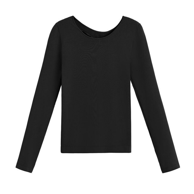 Cuyana Stretch Long Sleeve Tee Women\'s T Shirts Black | KYV8090VF