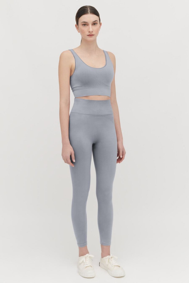 Cuyana Stretch Women's Cropped Tops Grey | HWW529FX