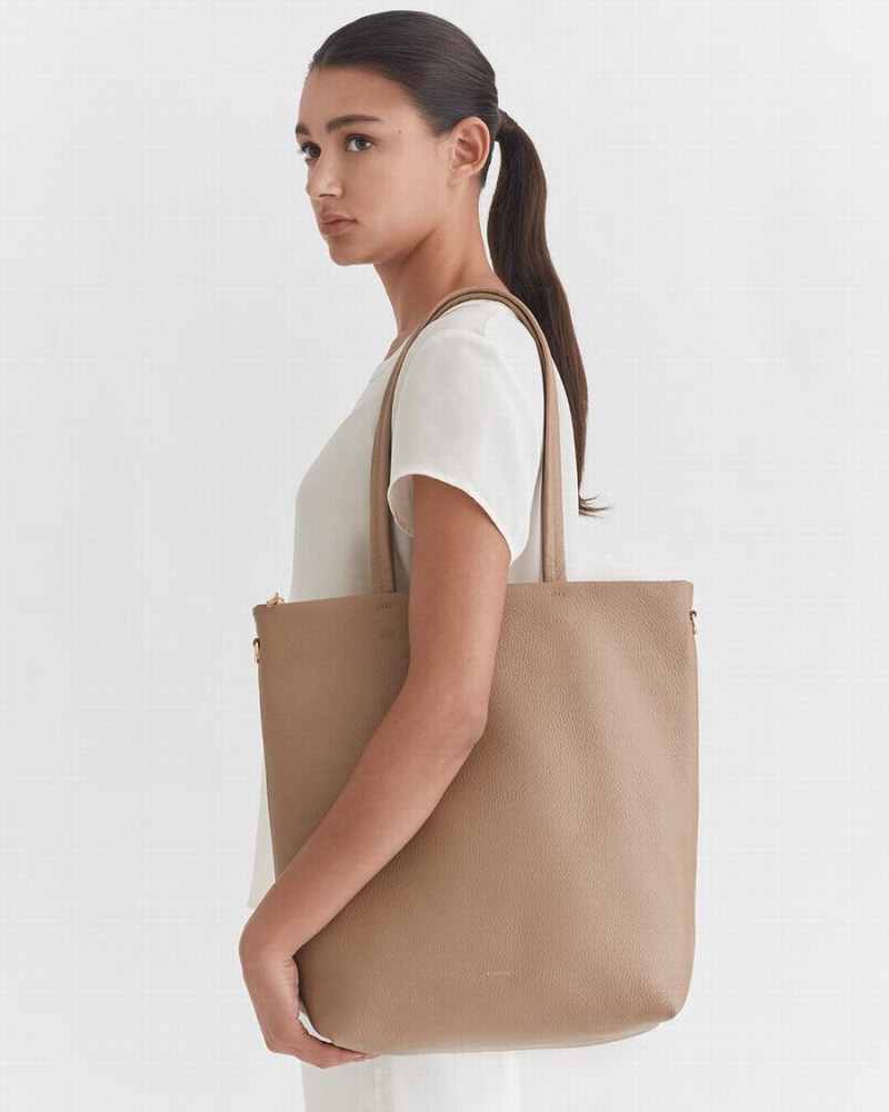 Cuyana Tall Easy Zipper Women's Tote Bags Khaki | ACI4552II