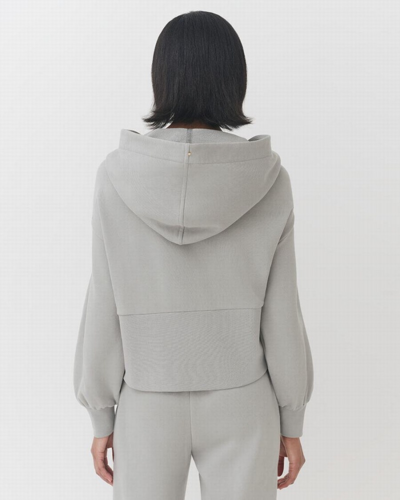 Cuyana Terry Zip Front Women's Hoodie Grey | GNW2330WO