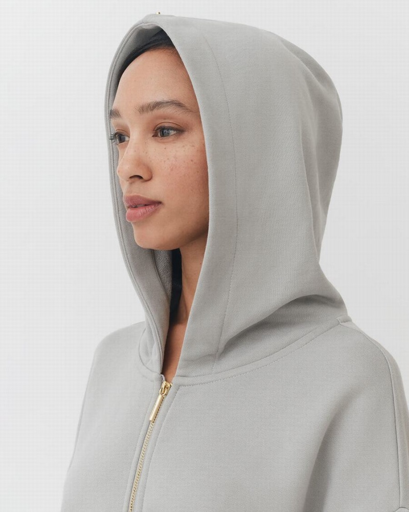 Cuyana Terry Zip Front Women's Hoodie Grey | GNW2330WO