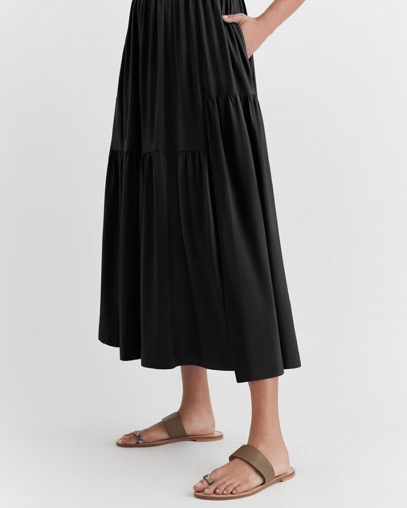 Cuyana Tiered Women's Dress Black | YXZ3631WS