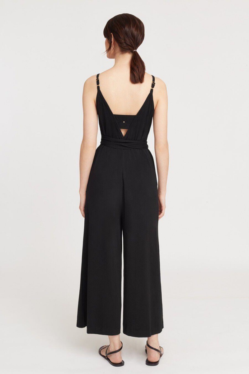 Cuyana V-Back Women's Jumpsuit Black | CUN3664CE