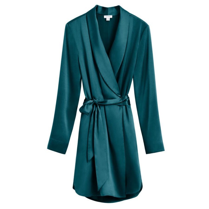 Cuyana Washable Charmeuse Women\'s Robe Blue | RLM299ZL