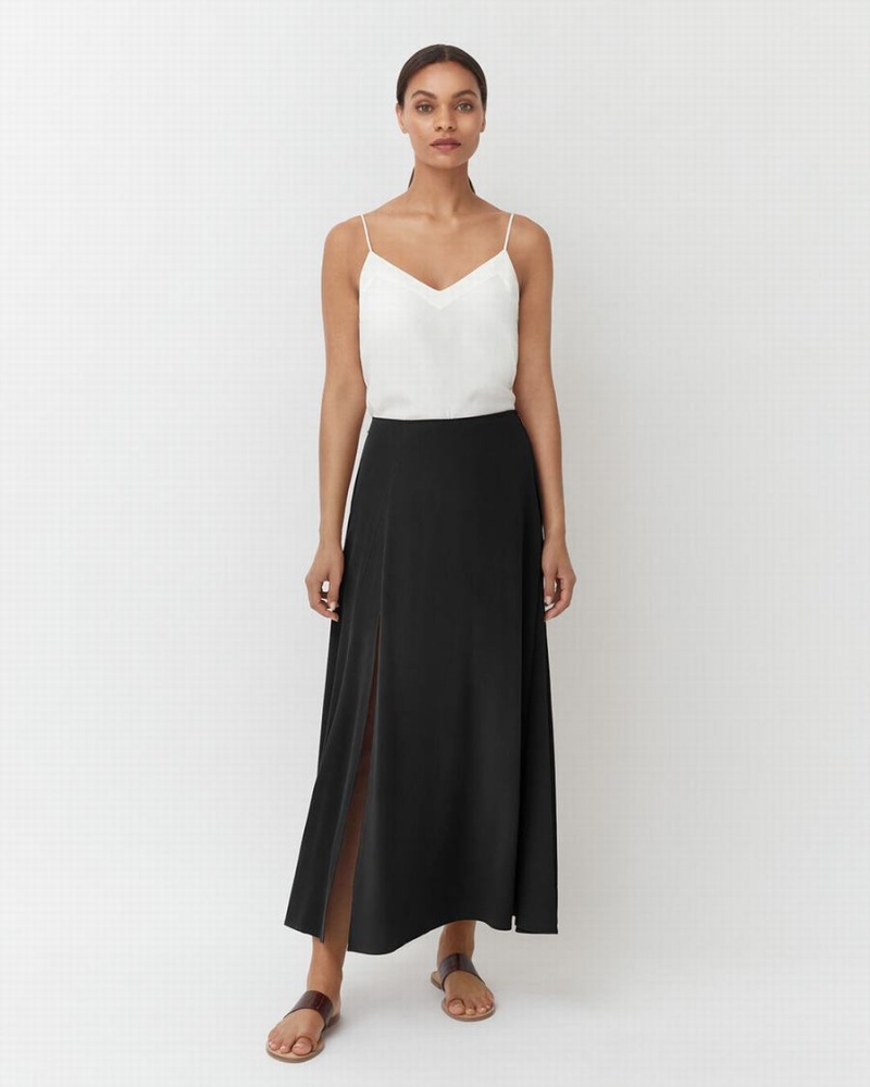 Cuyana Washable Silk Maxi Women's Skirts Black | BQW10010AE