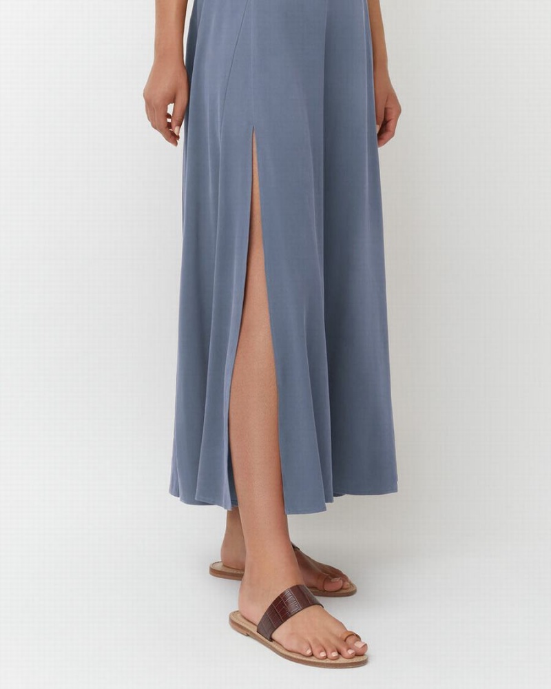 Cuyana Washable Silk Maxi Women's Skirts Blue | QIZ1094FL