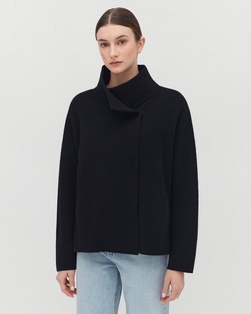 Cuyana Wool Cashmere Short Women's Jackets Black | WYZ858QF