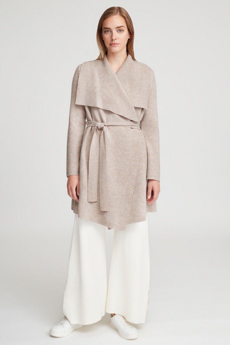 Cuyana Wool Cashmere Short Wrap Women's Coats Beige | EPK3044LY