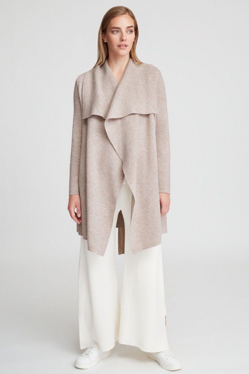 Cuyana Wool Cashmere Short Wrap Women's Coats Beige | EPK3044LY