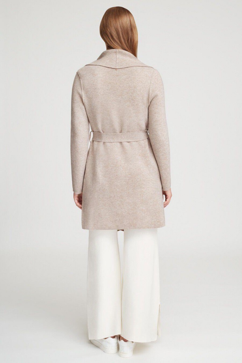 Cuyana Wool Cashmere Short Wrap Women's Coats Beige | EPK3044LY