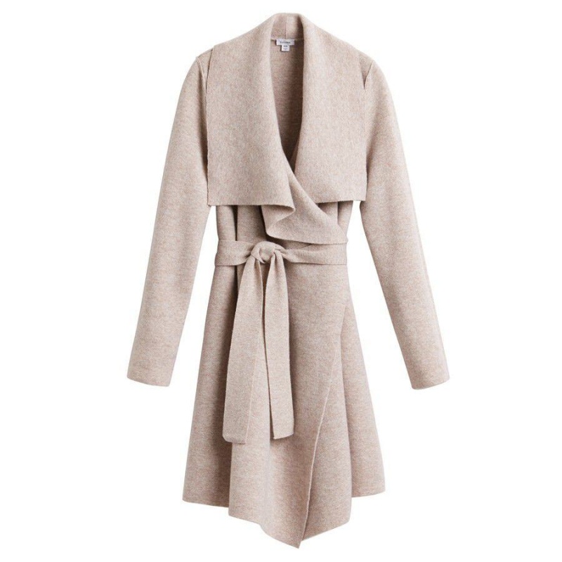 Cuyana Wool Cashmere Short Wrap Women\'s Coats Beige | EPK3044LY