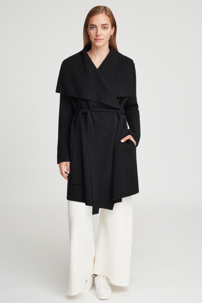 Cuyana Wool Cashmere Short Wrap Women's Coats Black | KXL2660GY