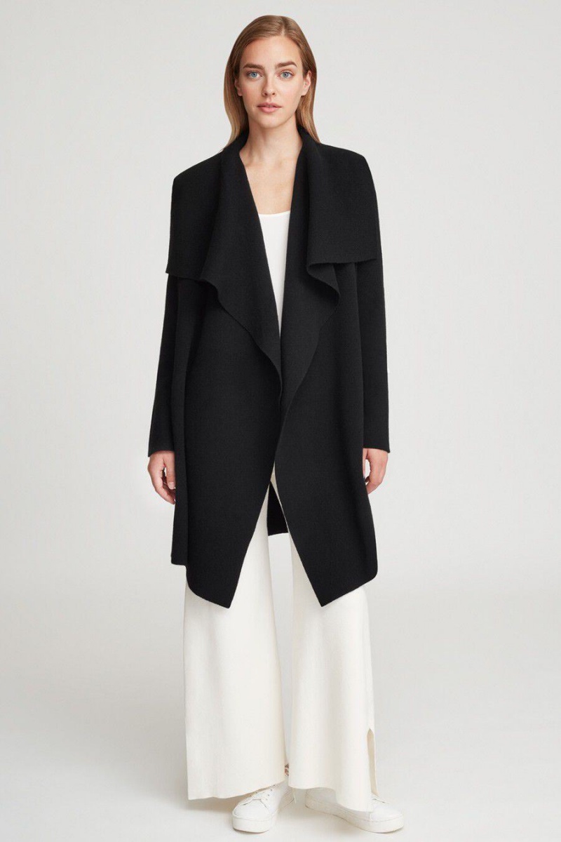 Cuyana Wool Cashmere Short Wrap Women's Coats Black | KXL2660GY