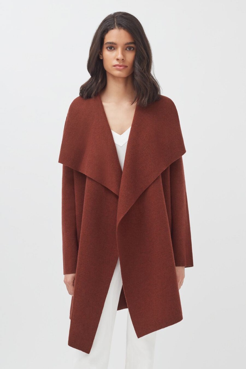 Cuyana Wool Cashmere Short Wrap Women's Coats Red | JJT173GQ