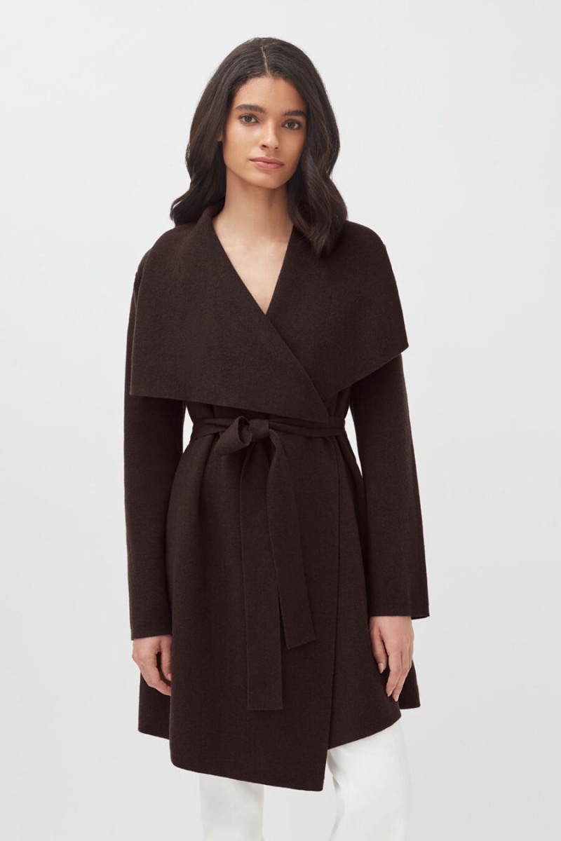 Cuyana Wool Cashmere Short Wrap Women's Coats Dark Brown | ZPW1940RN