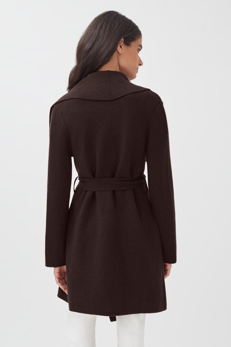 Cuyana Wool Cashmere Short Wrap Women's Coats Dark Brown | ZPW1940RN