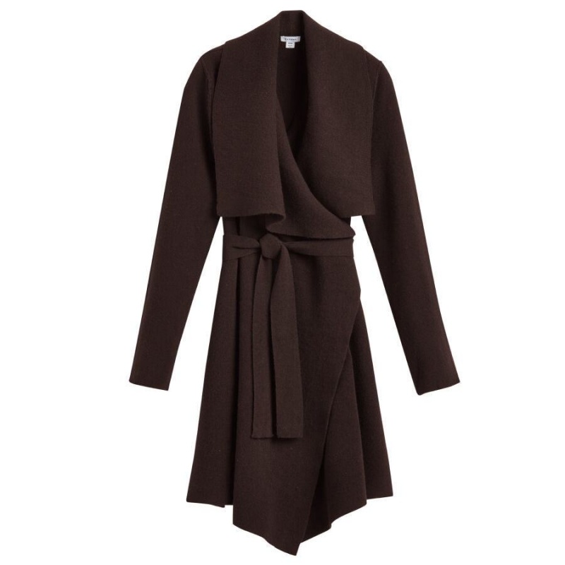 Cuyana Wool Cashmere Short Wrap Women\'s Coats Dark Brown | ZPW1940RN