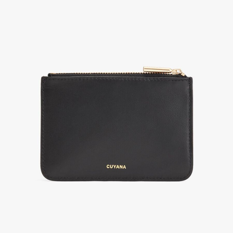 Cuyana Zero Waste Slim Leather Women's Pouches Black | AJV6448UZ