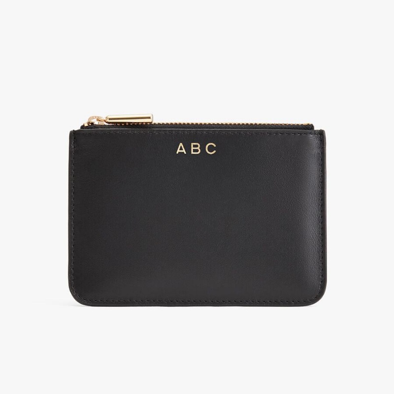 Cuyana Zero Waste Slim Leather Women's Pouches Black | AJV6448UZ