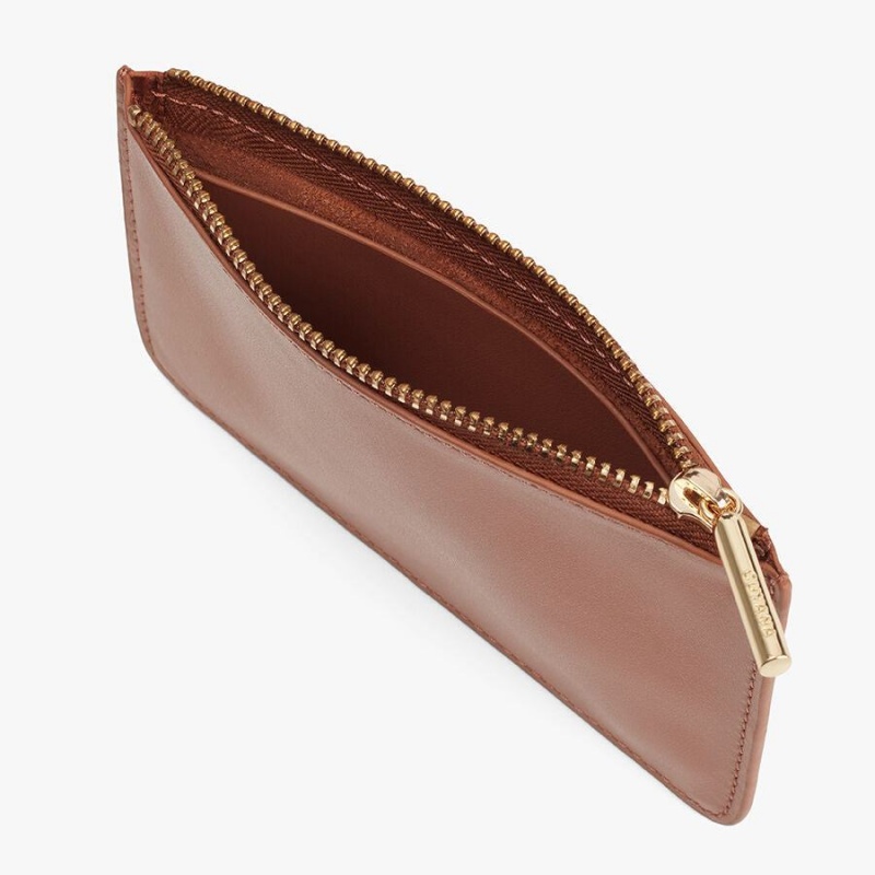 Cuyana Zero Waste Slim Leather Women's Pouches Brown | VJS8231KM