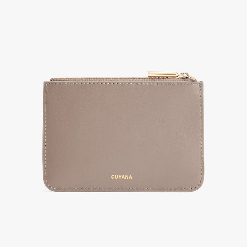 Cuyana Zero Waste Slim Leather Women's Pouches Grey | MEW6131OZ